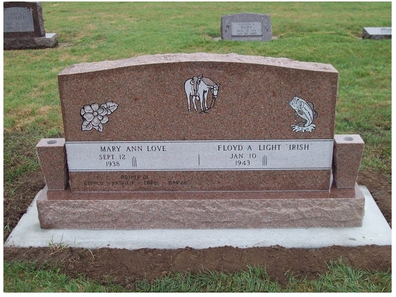 Red Granite Double Tombstone