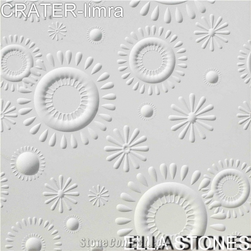 Crater - Limra Limestone CNC Wall Panel, White Limestone Cnc Wall Panel