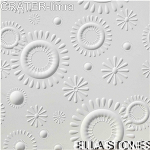 Crater - Limra Limestone CNC Wall Panel, White Limestone Cnc Wall Panel