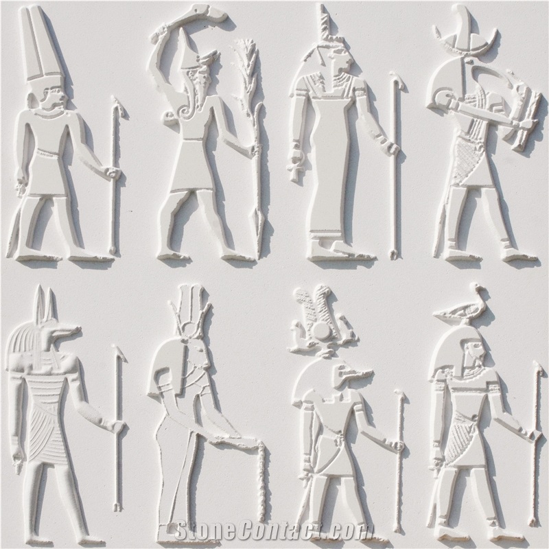 Perla Bianca Limestone Ancient Egypt Figure Relief, Perla Bianca White Limestone Relief