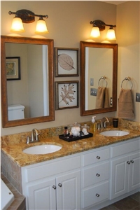 Golden Crystal Granite Vanity Top, Yellow Granite Vanity Top Golden Crystal Granite Vanity Top, Yellow Granite Vanity Top