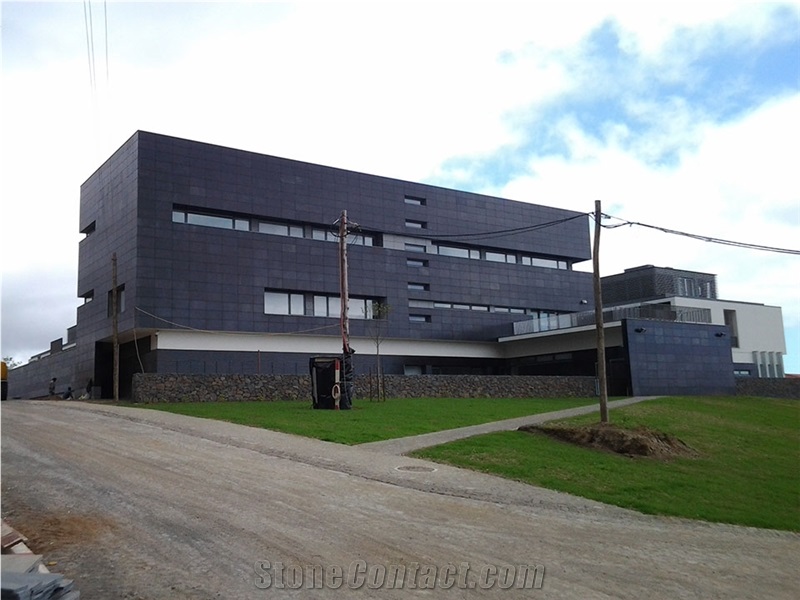 Basalto Dos Acores Facade, Exterior Walling, Olivine Grey Basalt Walling