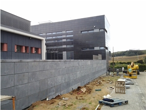 Basalto Dos Acores Facade, Exterior Walling, Olivine Grey Basalt Walling