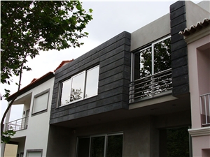 Basalto Dos Acores Facade, Exterior Walling, Olivine Grey Basalt Walling