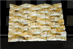 Angled Afyon Yellow Travertine Split Mosaic