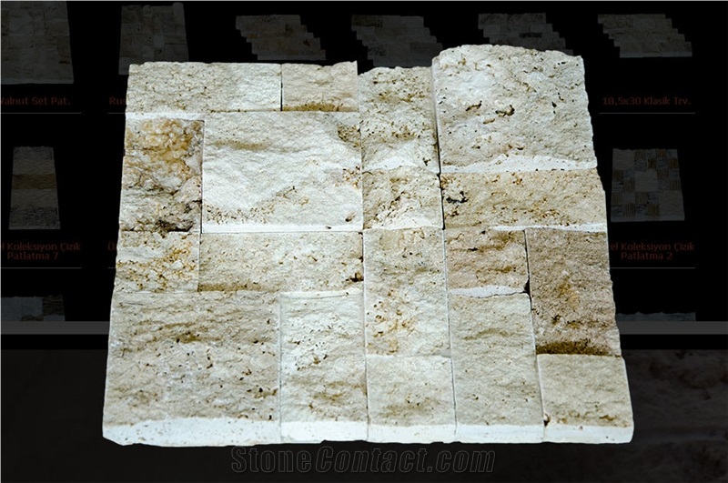 Flax Walnut Travertine Split Mosaic