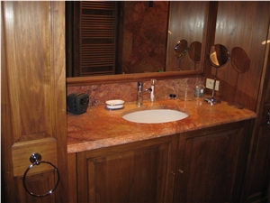 Breccia Pernice Limestone Vanity Top, Red Limestone Vanity Top