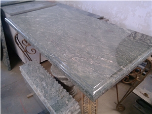 Table Top with Bench, Green Granite Table Top with Bench, Green Granite