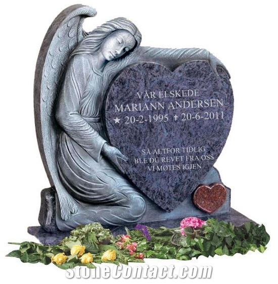 Orion Blue Granite Heart Tombstone