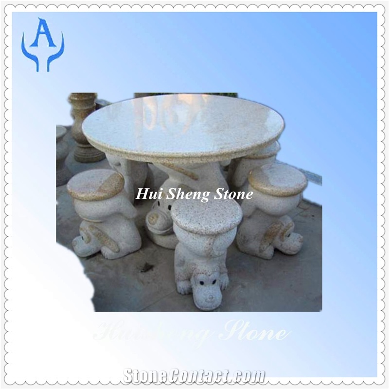 Granite Beige/Grey Garden Table, Beige/Grey Granite