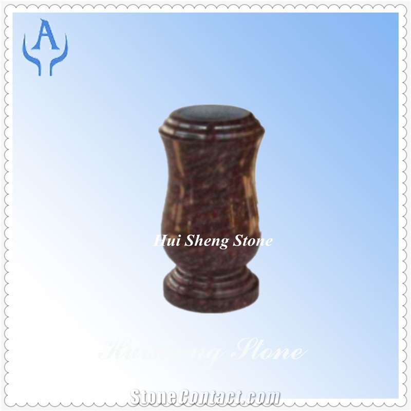 Granite Brown Monument Vase, Brown Granite Urn, Vase, Bench