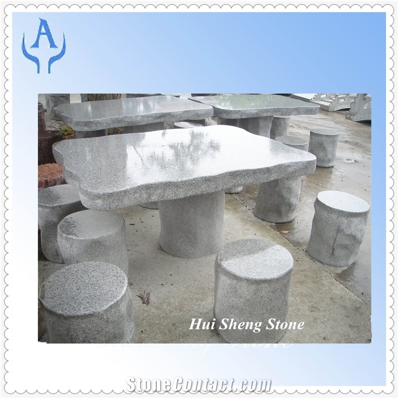 Granite Garden Landscaping Stone Table Chair, Grey Granite