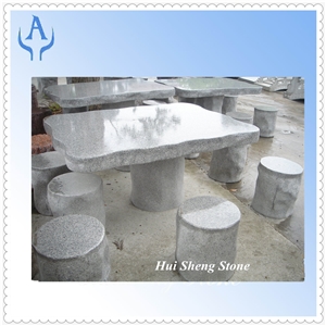 Granite Garden Landscaping Stone Table Chair, Grey Granite