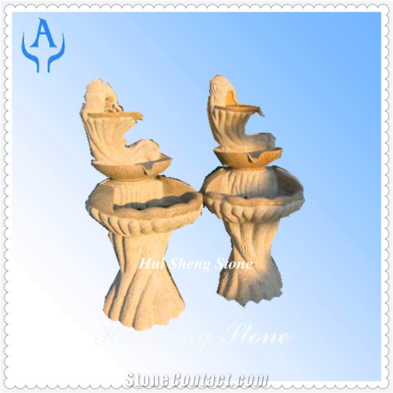 Granite Light Yellow Landscaping Fountain, Yellow Granite