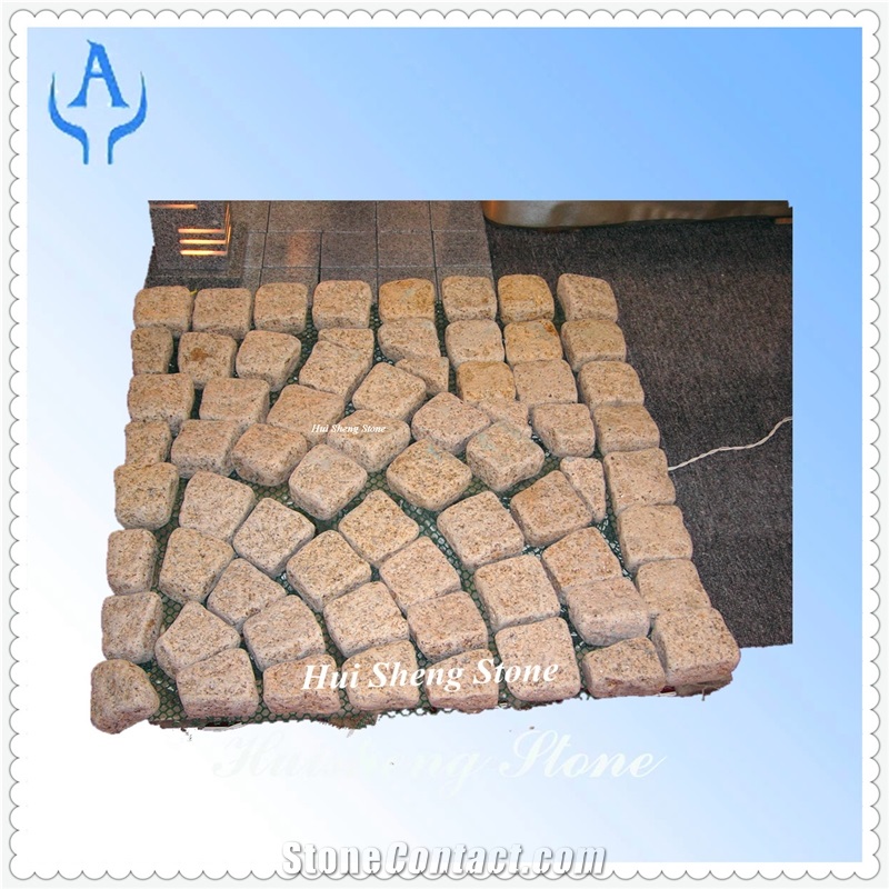 Granite Light Yellow Pavemats, Yellow Granite Cobble, Pavers