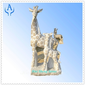 Granite Multicolor Animal Giraffe Sculpture Carvin, Yellow Granite