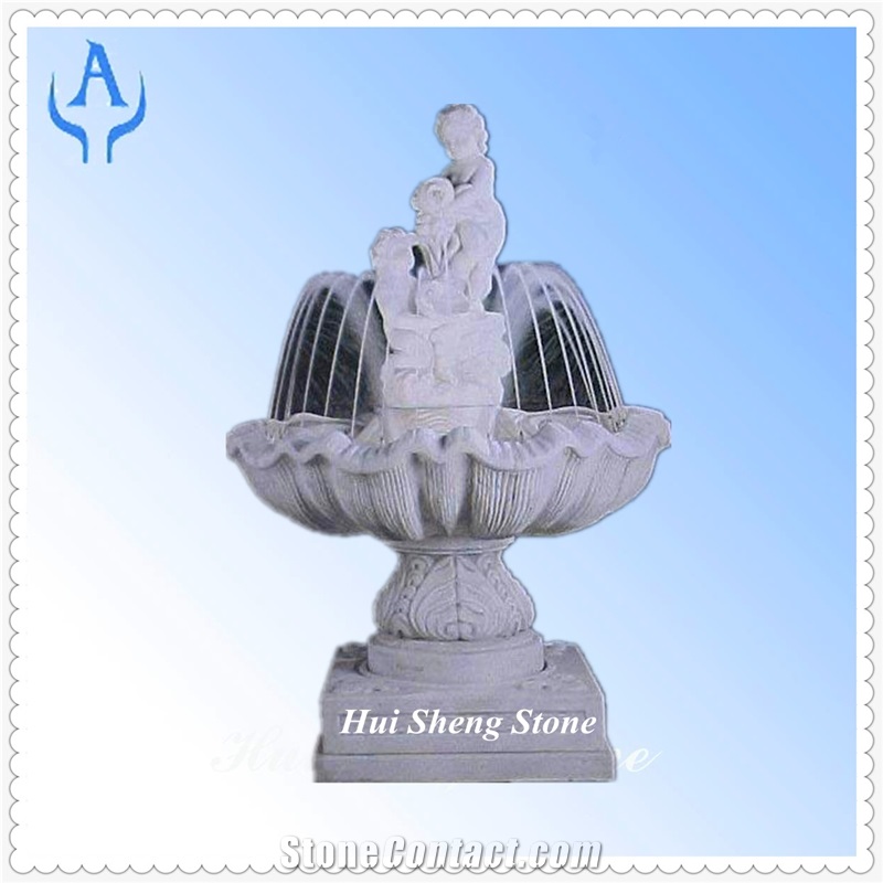 Granite White Garden Fountain, White Granite