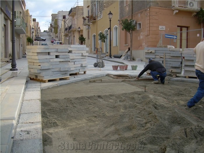 Chiselled Paving Stone Of Nerello Di Custonaci-Nerello Trachyte