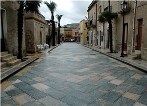 Chiselled Paving Stone Of Nerello Di Custonaci-Nerello Trachyte