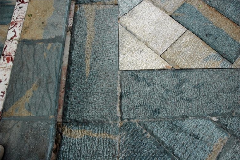 Chiselled Paving Stone Of Nerello Di Custonaci-Nerello Trachyte