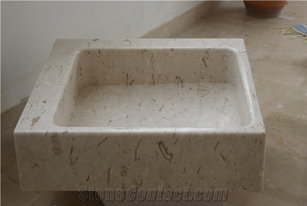 Perlato Sicilia Square Sink, Perlato Sicilia Beige Limestone Square Sink