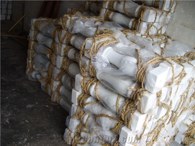 China Crystal White Marble Baluster,China White Marble Railings,Balustrade