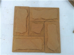 China Yellow Sandstone Mushroom Tile, Yellow Sandstone Mushroom Stone