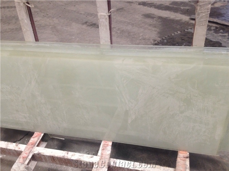 White Onyx with Glass Backing, Snow White Onyx