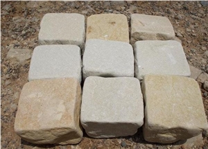 Mint Cobble Tumbled Stone, Tind Mint Tumbled Cubes, Mint White Sandstone Cube Stone & Pavers