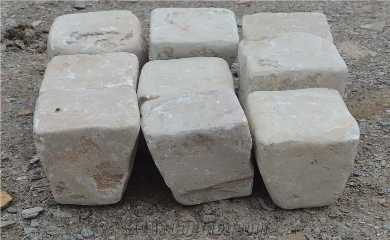 Mint Cobble Tumbled Stone, Tind Mint Tumbled Cubes, Mint White Sandstone Cube Stone & Pavers