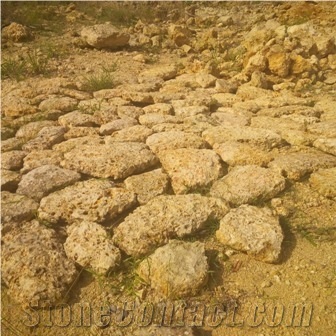 Irregular Aged Limestone Garden Retaining Wall, San Cristobal Reddish Beige Limestone Retaining Wall