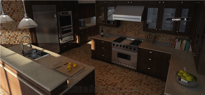 Split Marble Mosaic Wall and Floor Tiles, Orient Rose Pink Marble Kitchen Design