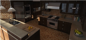 Split Marble Mosaic Wall and Floor Tiles, Orient Rose Pink Marble Kitchen Design