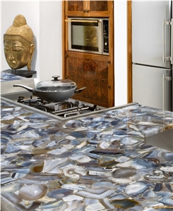 Grey Agate Semiprecious Stone Countertop