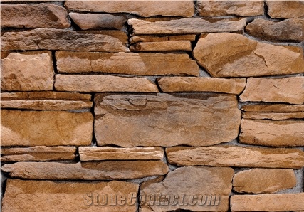 Yellow Stacked Stone Veneer Rock Stone Wall Decor