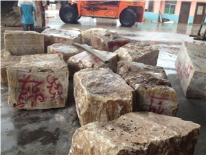 Dark Honey Color Onyx Block, Iran Yellow Onyx