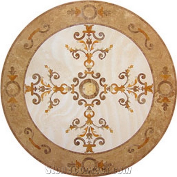 Beige Medallion,Marble Waterjet Medallion, Crema Marfil Beige Marble Medallion