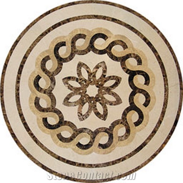 Botticino Stone Medallion, Botticino Classico Beige Marble Medallion