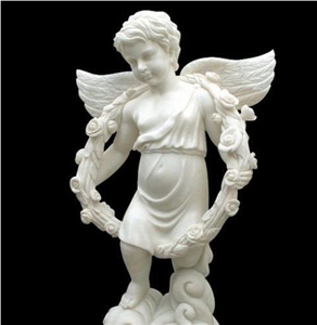 Marble Angel Statue, White Marble Carving