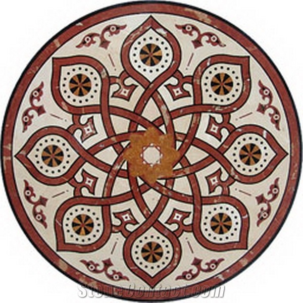 Red Floor Medallion, Medallion Design, Rosa Verona Red Marble Floor Medallion