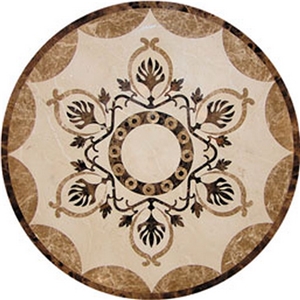 Marble Round Medallion, Light Emperador Marble Medallion
