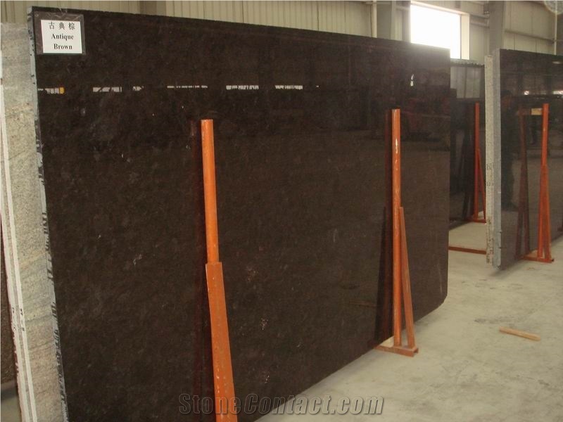 Antique Brown Polished Granite Slab