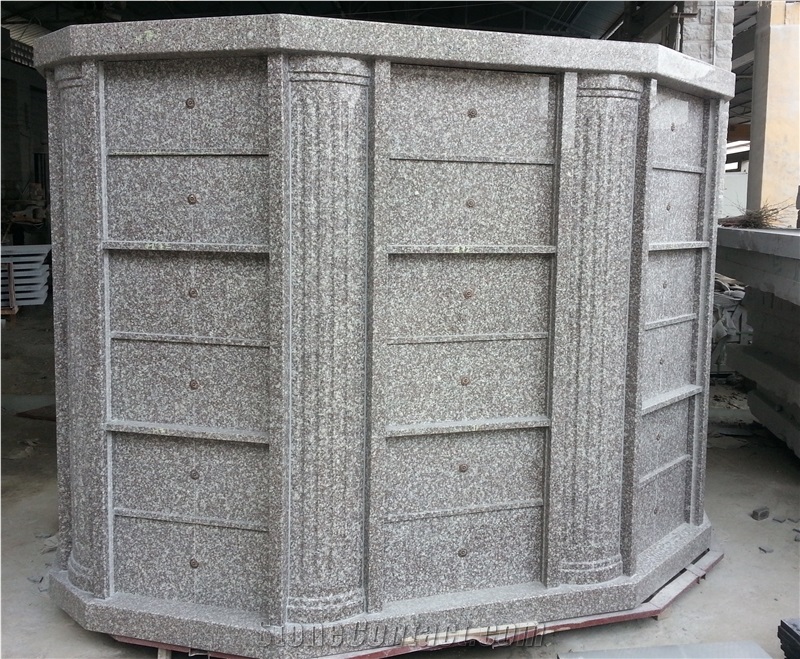 48/72/96Niches Cremation Columbarium, Grey Granite Cremation Columbarium