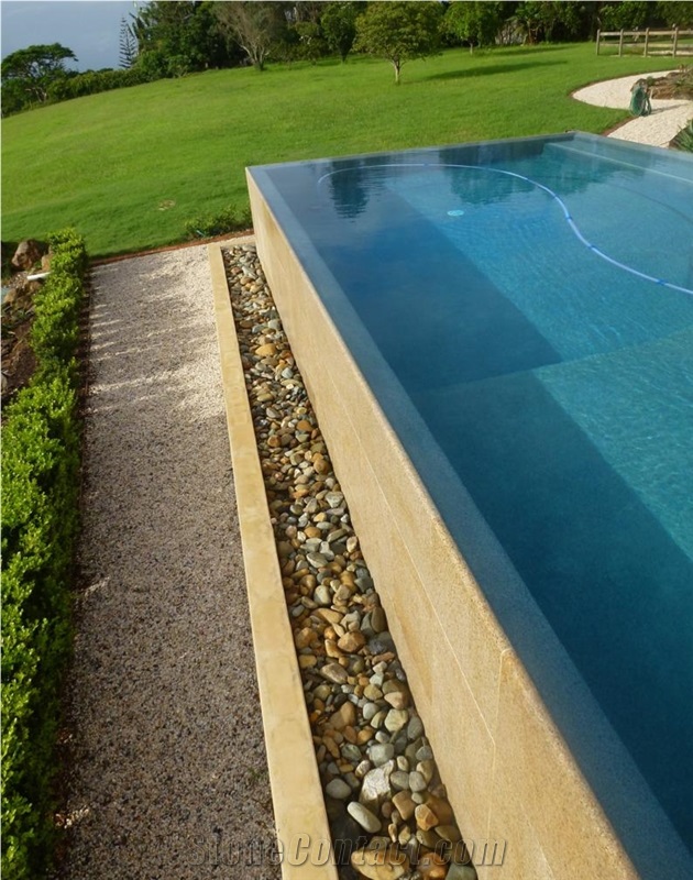 Sandstone Pool Coping, Pool Deck, Somersby Medium Brown Beige Sandstone Pool Coping