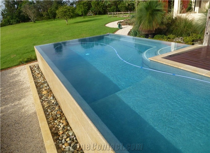 Sandstone Pool Coping, Pool Deck, Somersby Medium Brown Beige Sandstone Pool Coping