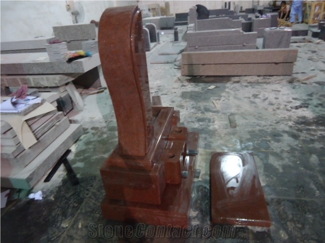 Asian Style Tombstones 05, Red Granite Japanese, Korean
