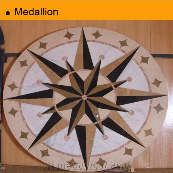 White Carrara Marble Medallion, Bianco Carrara Marble Waterjet Medallion