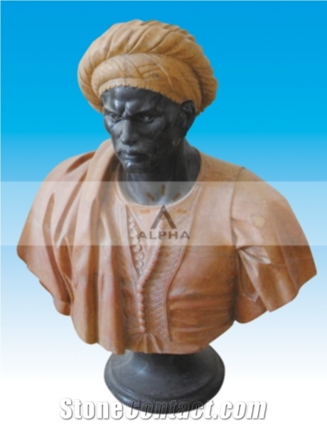 Angry Black Man Sculpture, Black Marble Sculpture