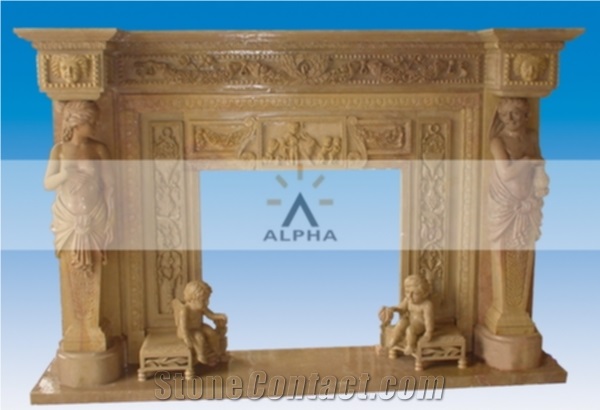 Sinai Pearl Limestone Fireplace Mantel,Egypt Beige Limestone
