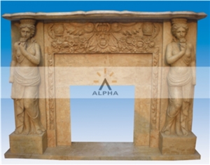 Custom Marble Fireplace Mantels, Yellow Marble Fireplace Mantels